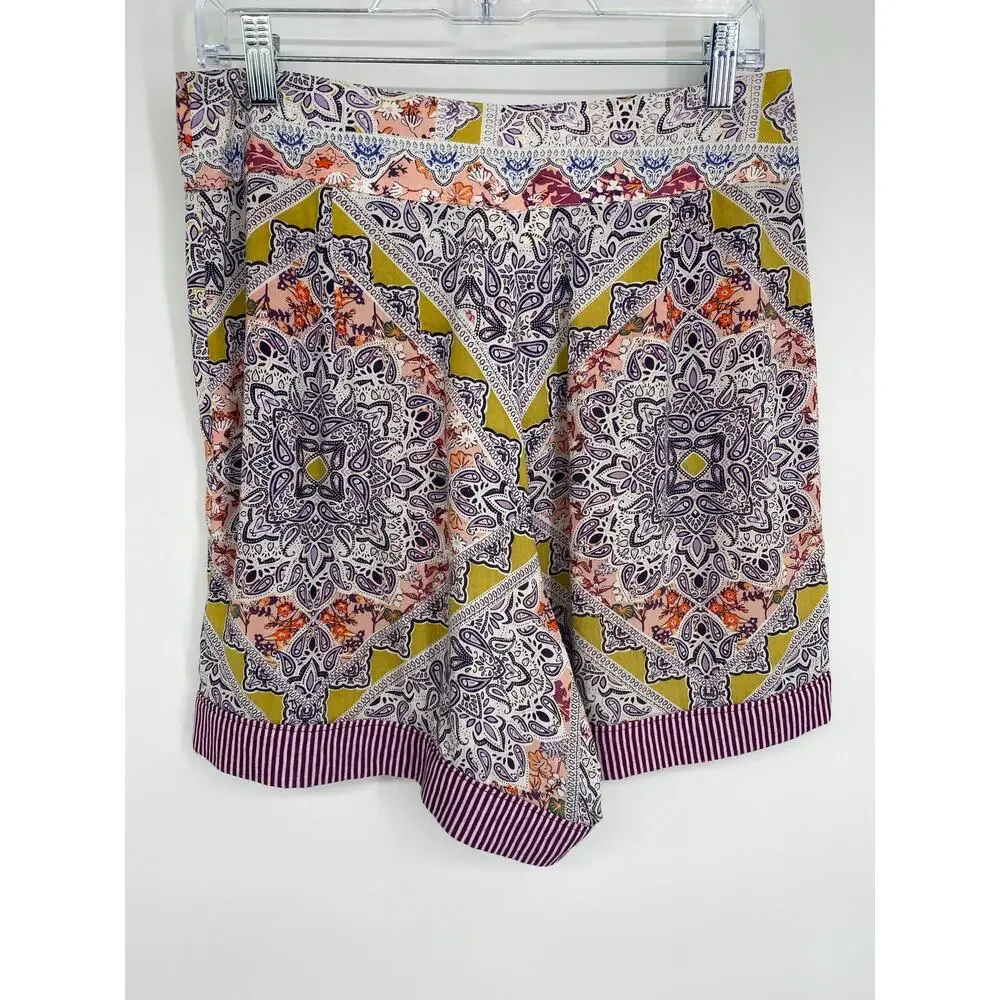 Ouari Shorts Women’s Large Paisley Floral Bohemian Print Flowy Festival Feminine